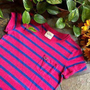 NEW Hollister Striped Tee in Pink and Blue M